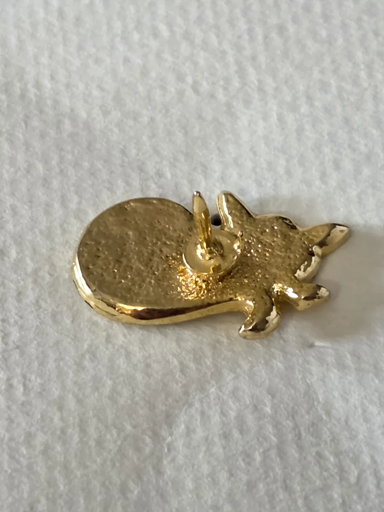 Vintage Black Cat Gold Tone Rhinestone Pin image indicator(2)