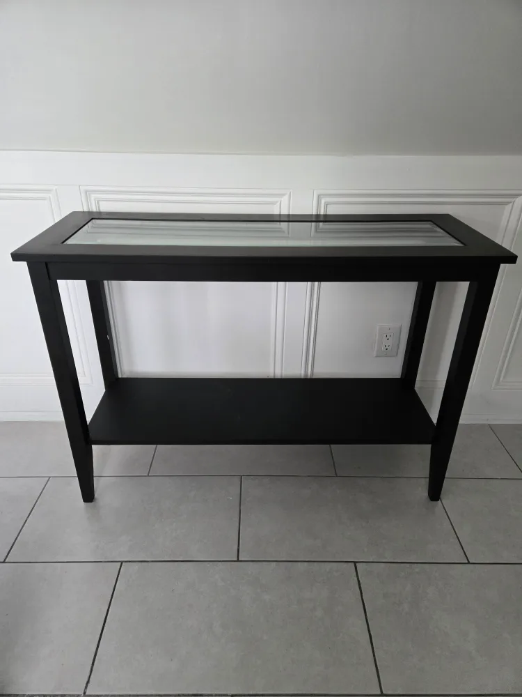 Black Console Table with Glass Top thumbnail
