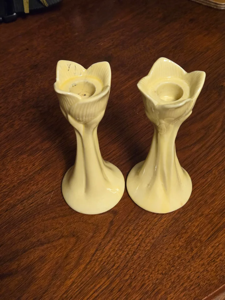 2 porcelain candle holders thumbnail