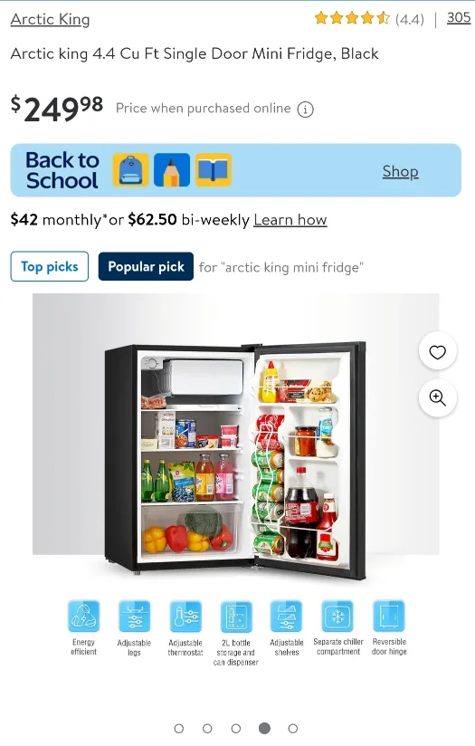 NEW! Arctic King 4.4 Cu Ft Mini Fridge + FREE CORDLESS KETTLE image indicator(3)