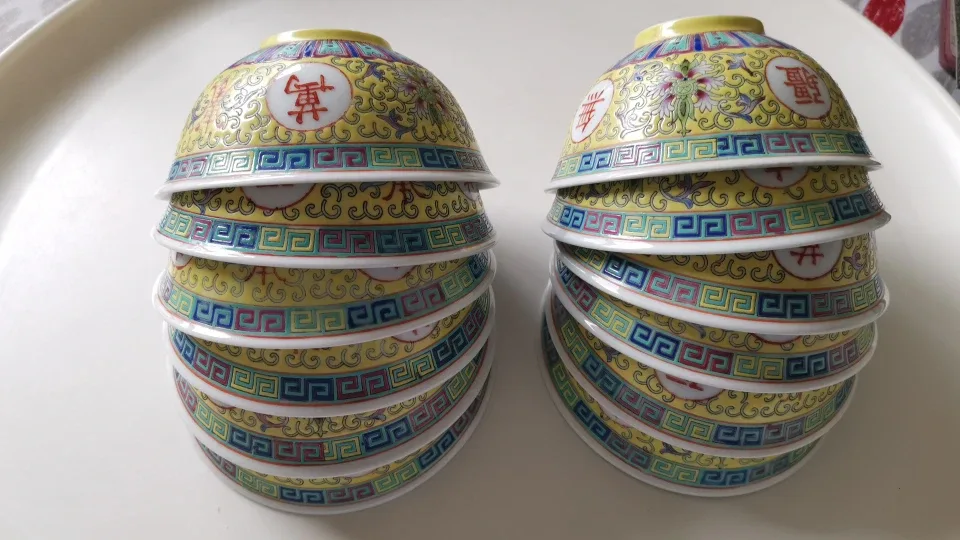 Vintage Chinese Longevity bowls and plates image indicator(8)