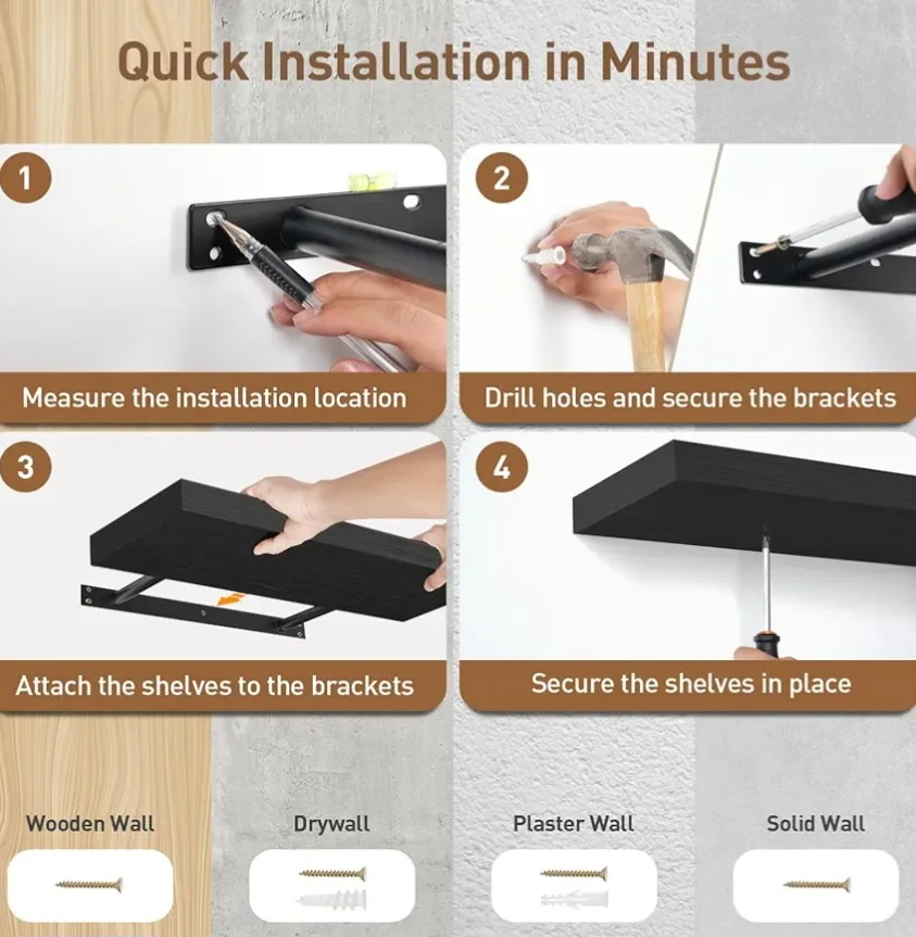 4 Pack Wall Mount shelves. image indicator(2)