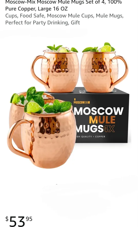 Moscow-Mix Moscow Mule Mugs Set of 4 - Copper thumbnail
