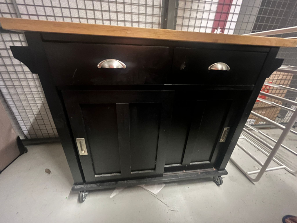 Black Kitchen Island Cart with Wood Top - photo 3