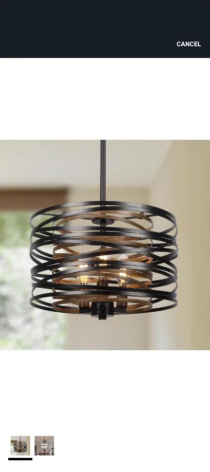 Chandeliers Metal Hanging Fixture with Retro Wood Texture thumbnail