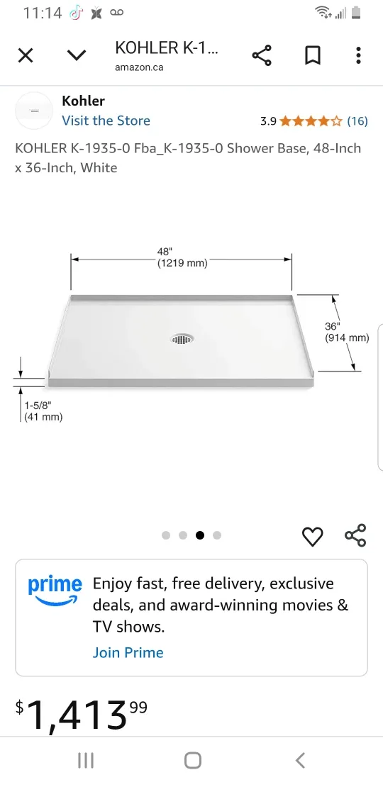 Kohler K-1935-0 Shower Base 48 x 36 inch image indicator(3)