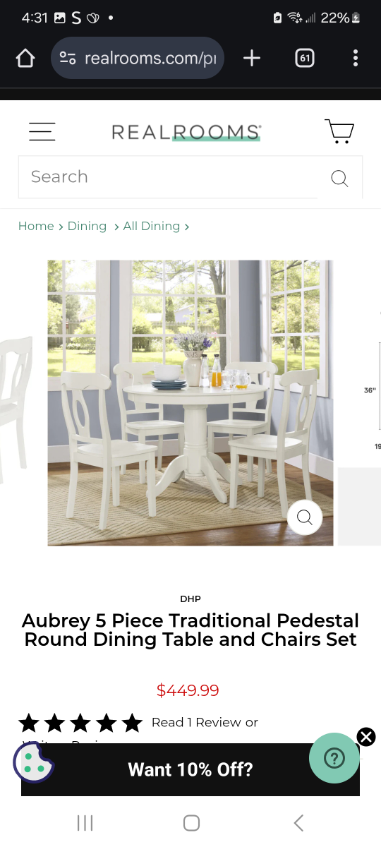 DHP Aubrey 5-Piece Dining Set - White - photo 4