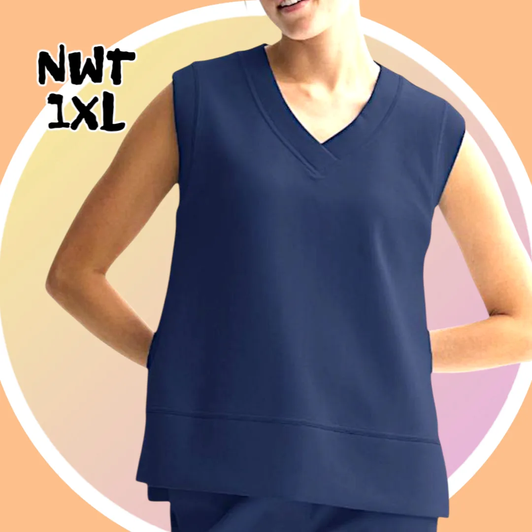 NWT 1XL Lightweight Comfort V Neck Vest Hi Low Hem Vented Sides thumbnail