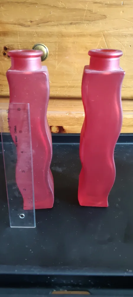 Red Wavy Glass Candle Holders thumbnail