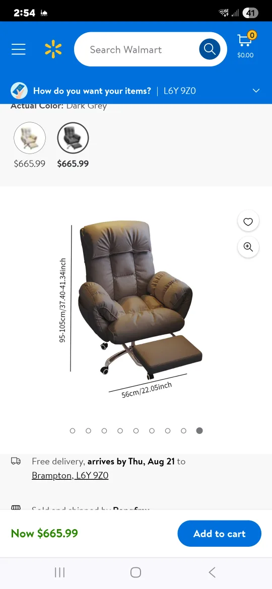 Dark Grey Padded Recliner Chair with Footrest thumbnail