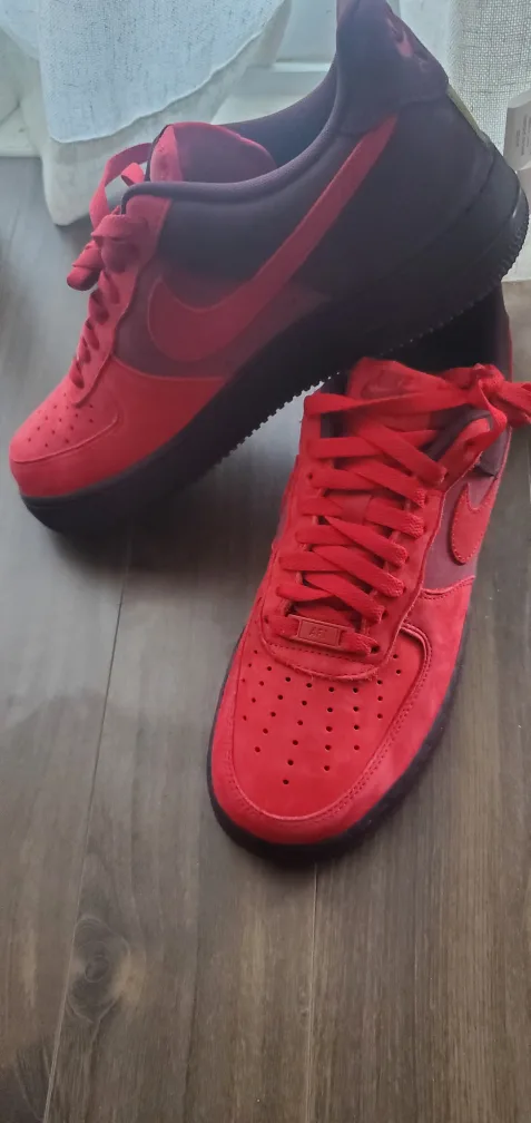 mens nike air force 1s burgundy seude thumbnail