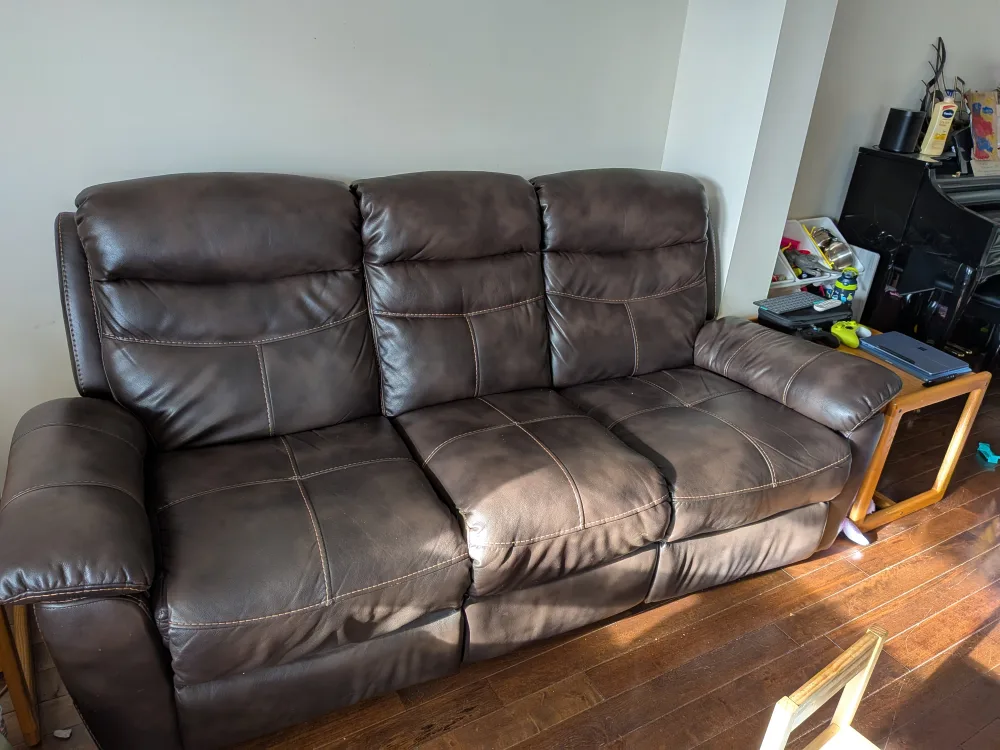 Brown Leather Reclining Sofa thumbnail