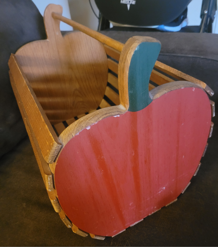 Apple Shaped Wooden Basket