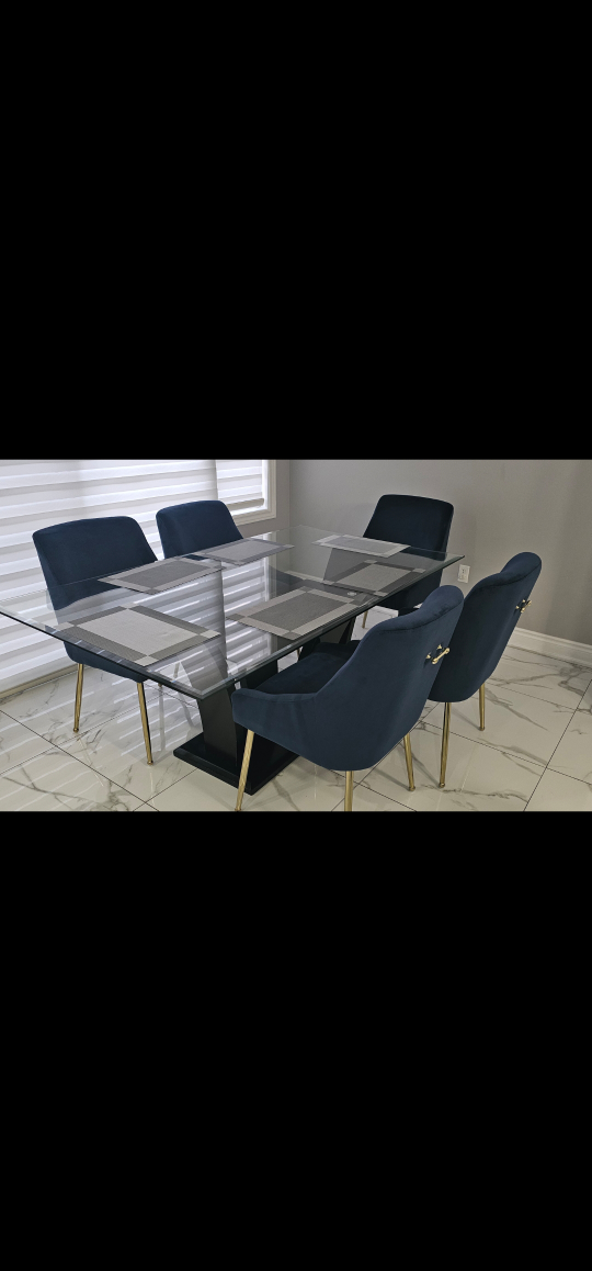 6 Blue Velvet Chairs
