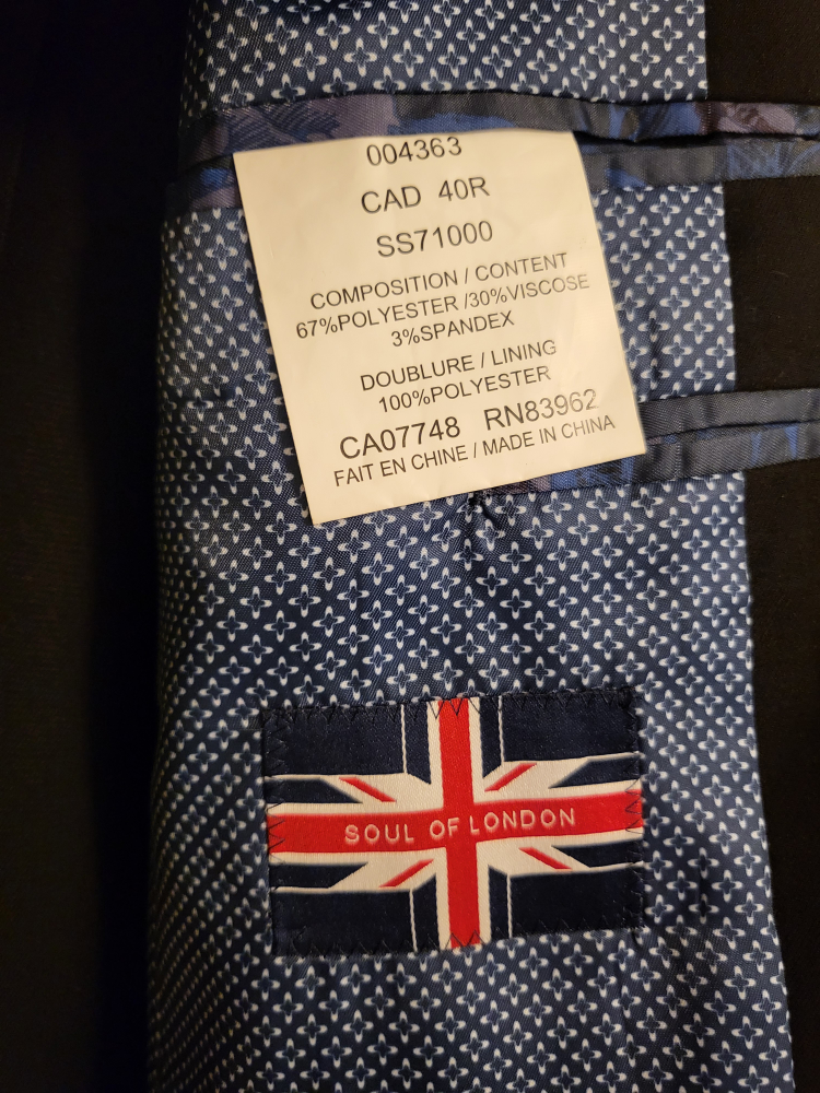 Soul of London Black Suit - Size 33R Jacket, 40R Pants - photo 2