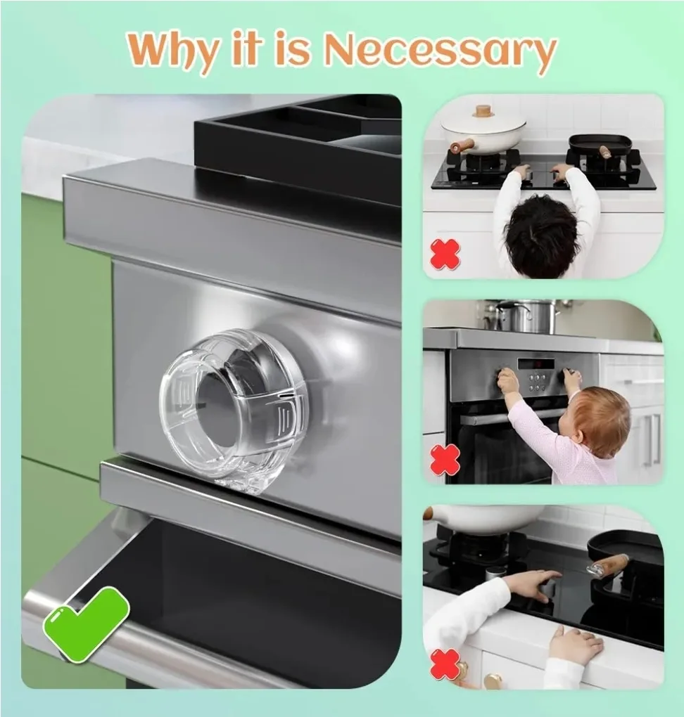 Brand New Safety Stove Gas Knob Covers & Childproof Oven Lock image indicator(2)