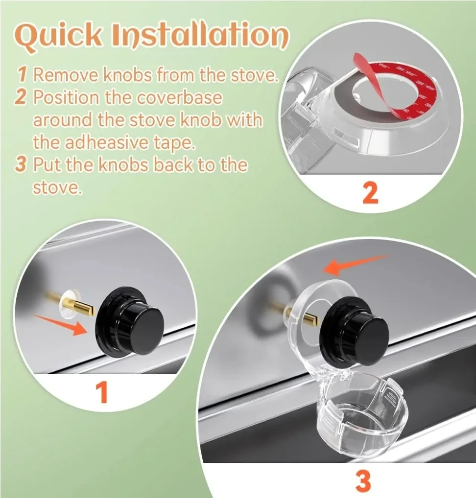 Brand New Safety Stove Gas Knob Covers & Childproof Oven Lock image indicator(3)