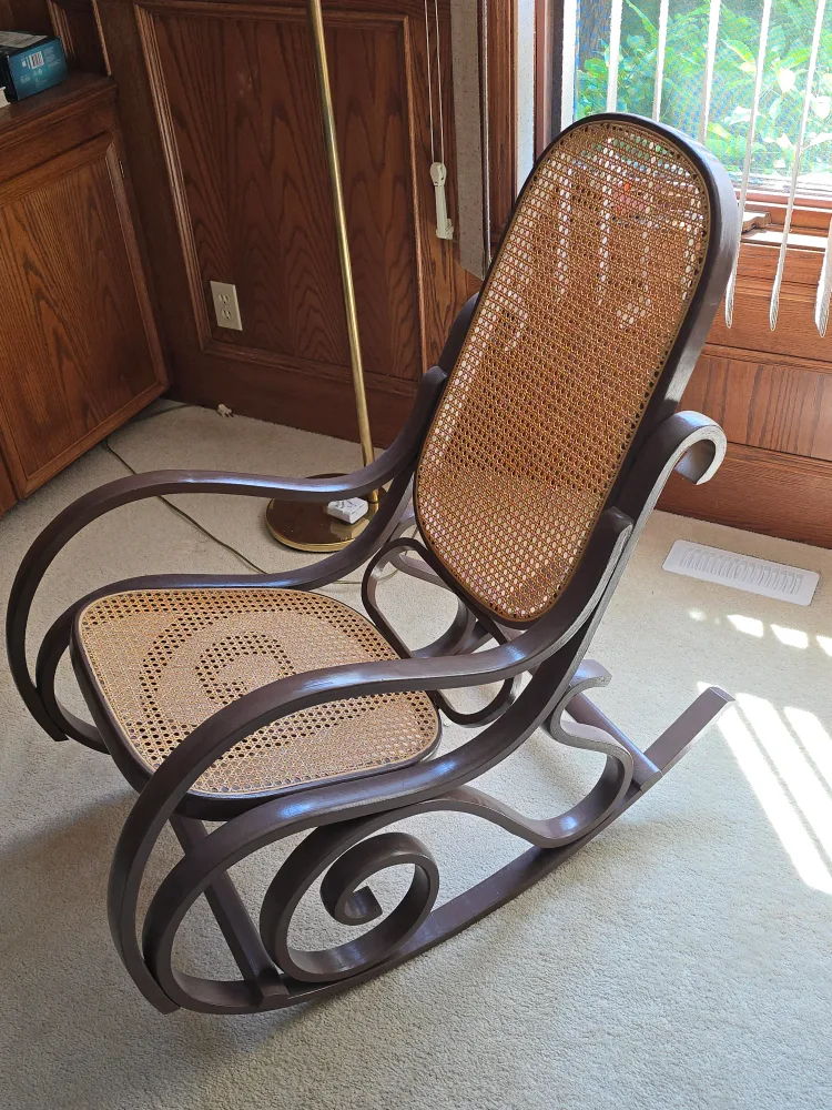 Vintage Brown Wicker Rocking Chair thumbnail