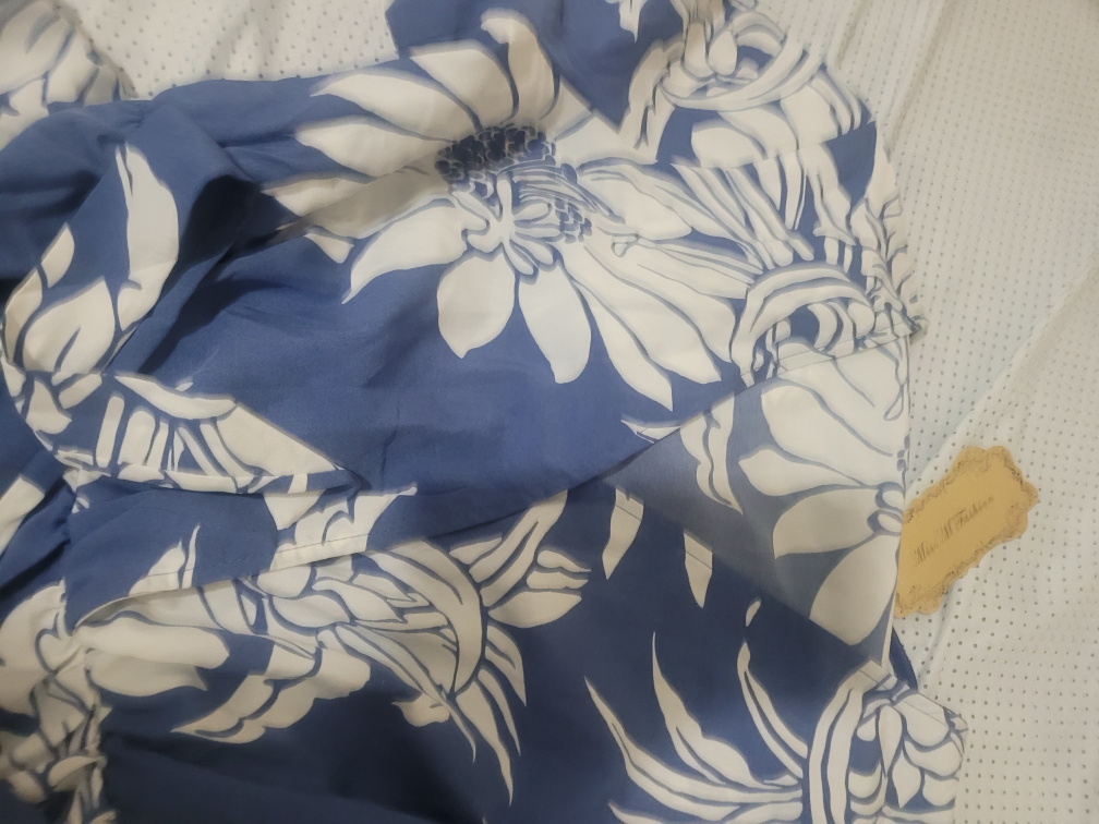 Floral Print Romper - Blue & White - photo 2