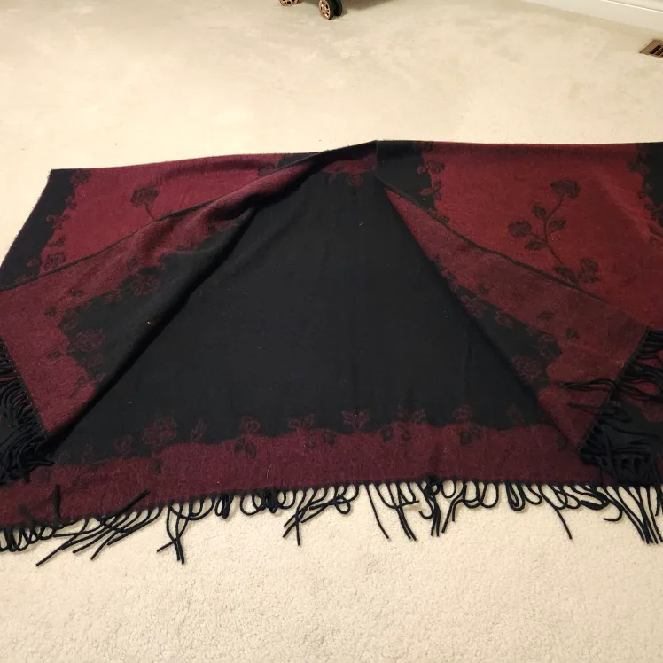 Wool Touch Acrylic Scarf - Burgundy & Navy image indicator(2)