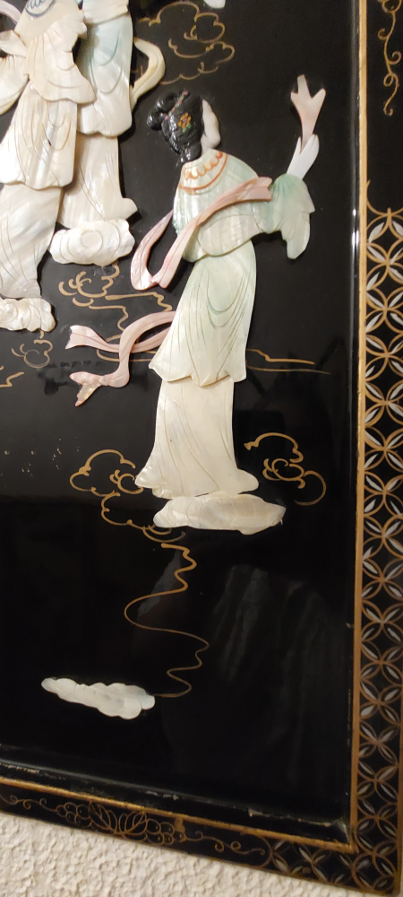 Vintage Asian Mother of Pearl Wall Art Panel - photo 2