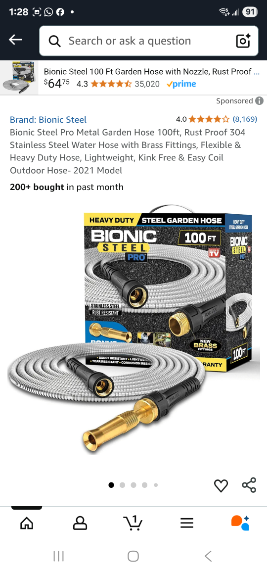 Bionic Steel Pro Metal Garden Hose 100 ft