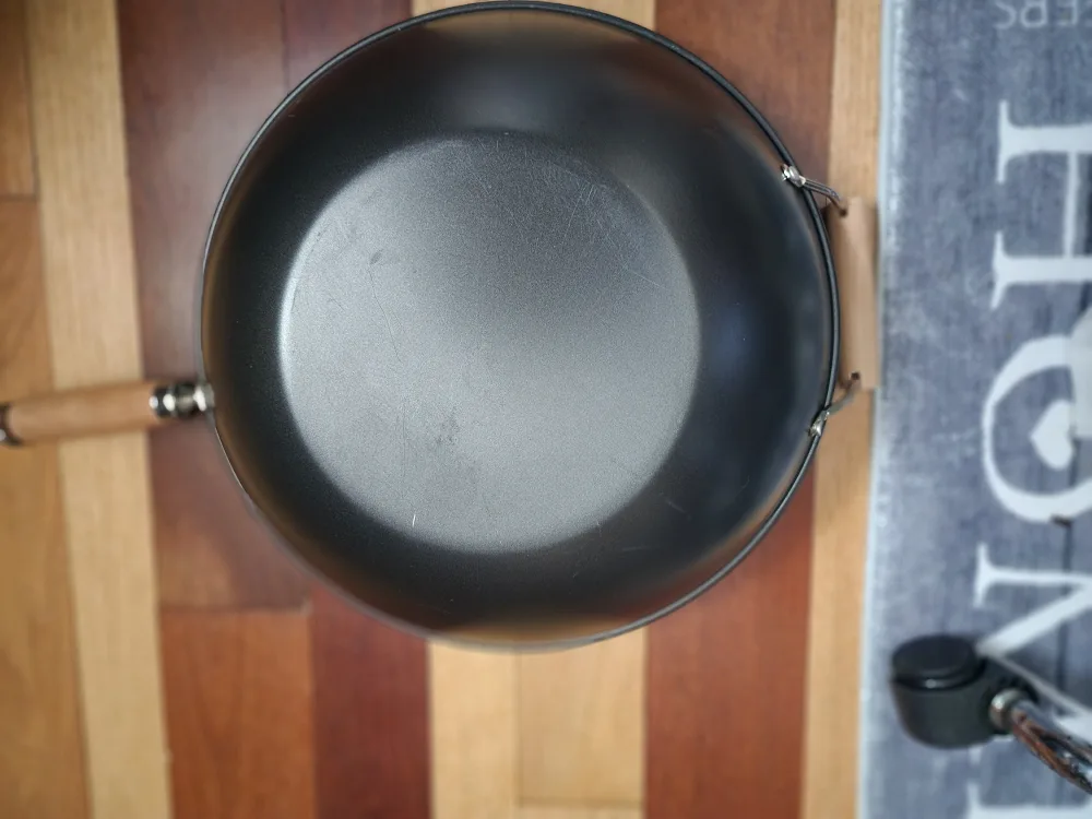 Black Wok with Wooden Handle thumbnail