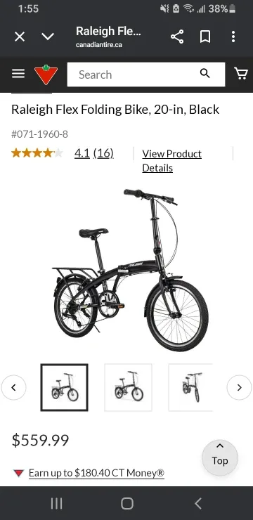 Raleigh Flex Folding Bike, 20-in, Black thumbnail