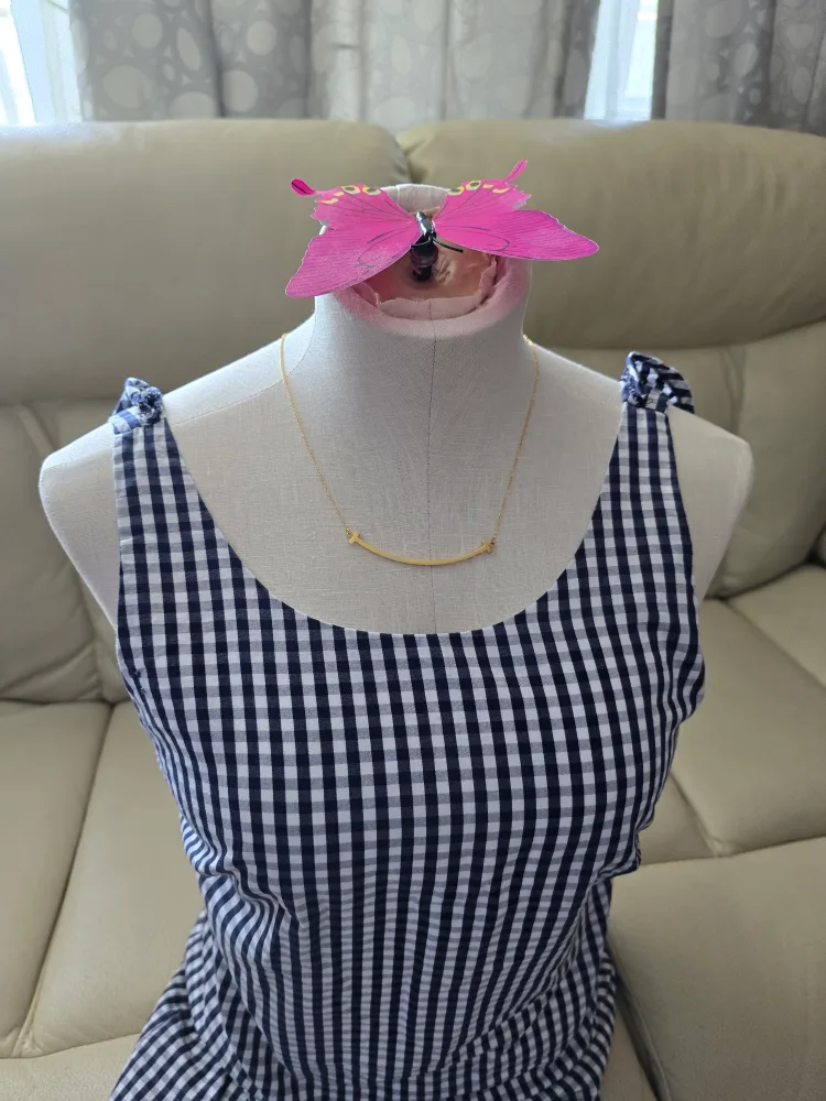 Gingham Dress - Navy and White image indicator(4)