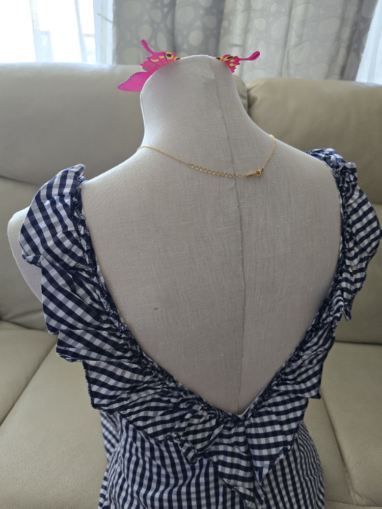 Gingham Dress - Navy and White - photo 5
