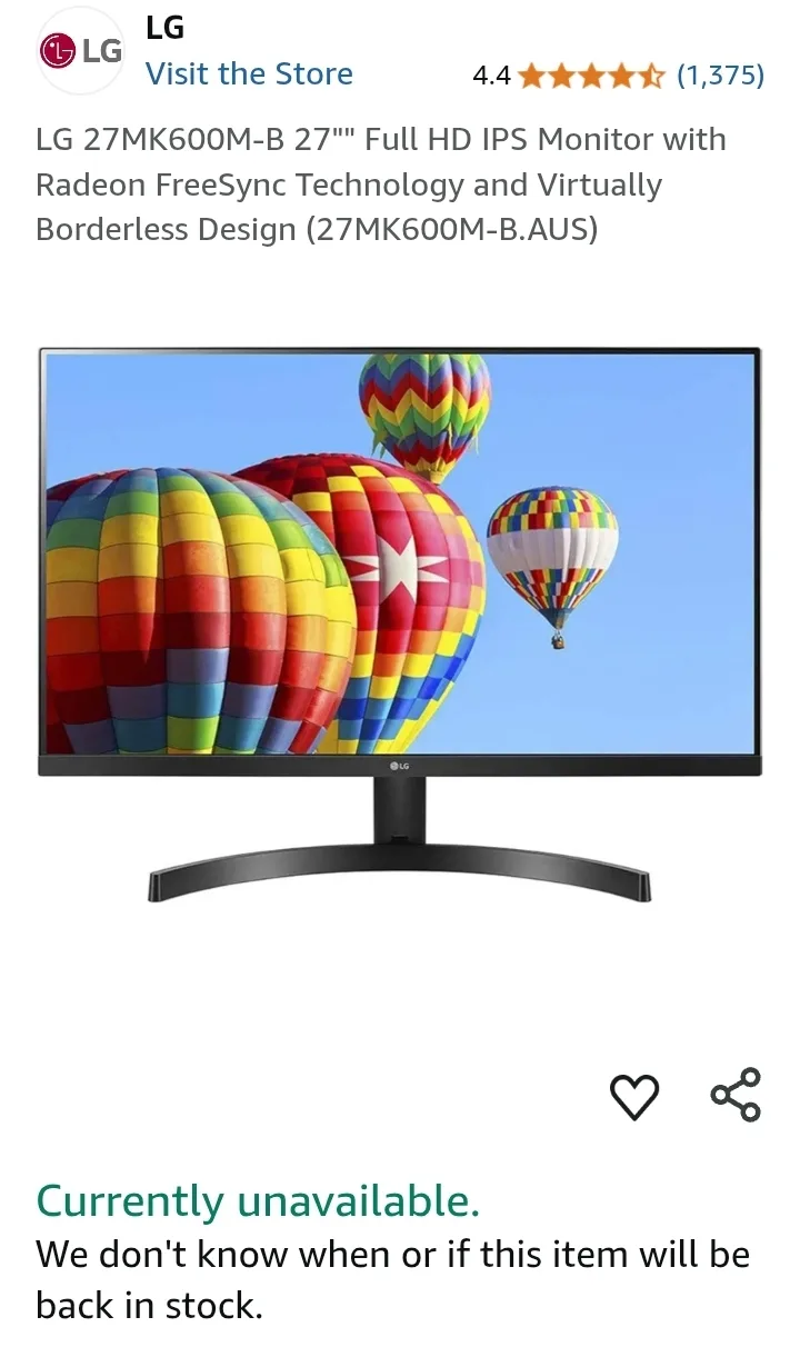 LG 27" Full HD IPS Monitor thumbnail
