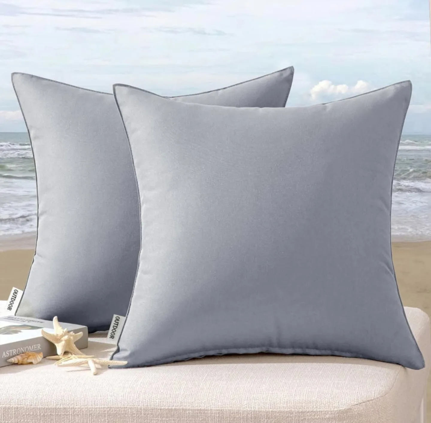 Light Grey Waterproof Outdoor Pillow Covers – Set of 2 (20x20") thumbnail