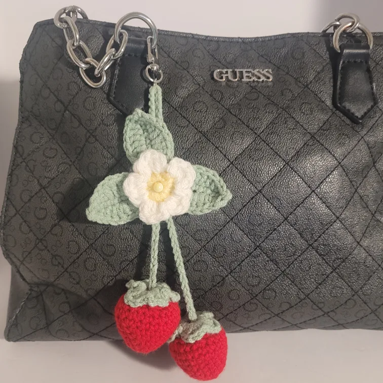 Crochet Strawberry Flower Charm image indicator(2)