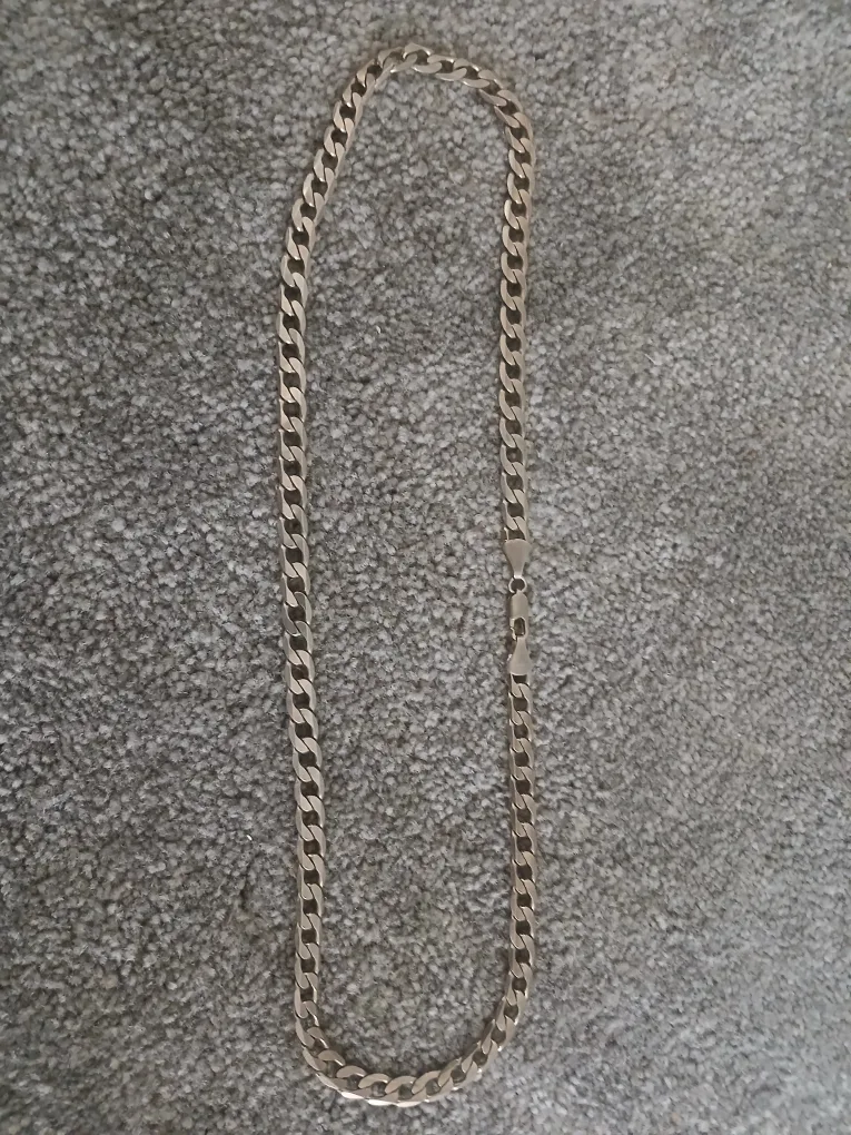 Silver Curb Chain Necklace, Leather Watch & Bracelet Set image indicator(4)