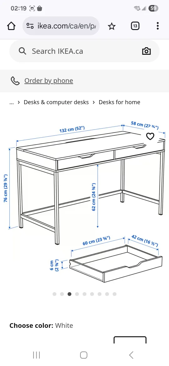 ikea Alex white desk with drawers with free delivery image indicator(3)