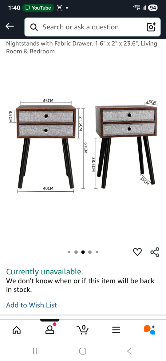 Nightstand with 2 Drawers set of 2 - photo 3
