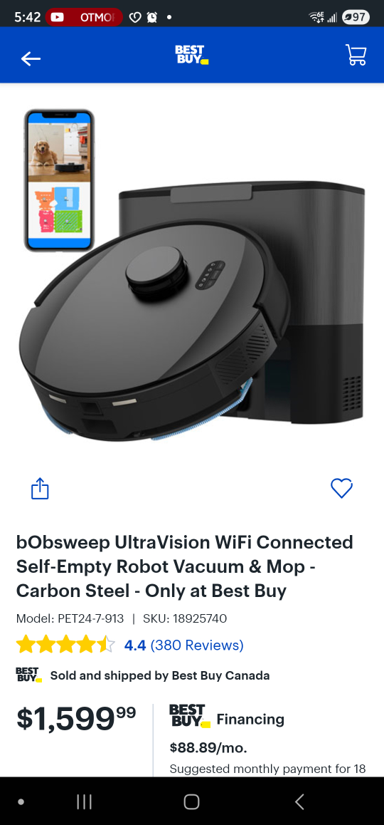 bObsweep UltraVision WiFi Robot Vacuum & Mop - photo 3