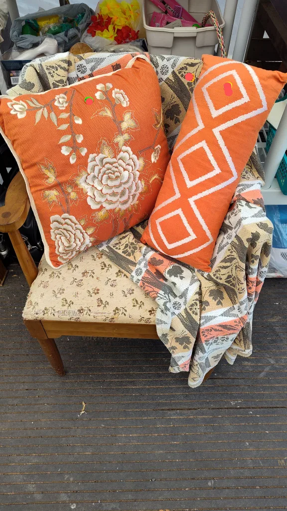 Orange Embroidered Throw Pillows - Set of 2 image indicator(2)