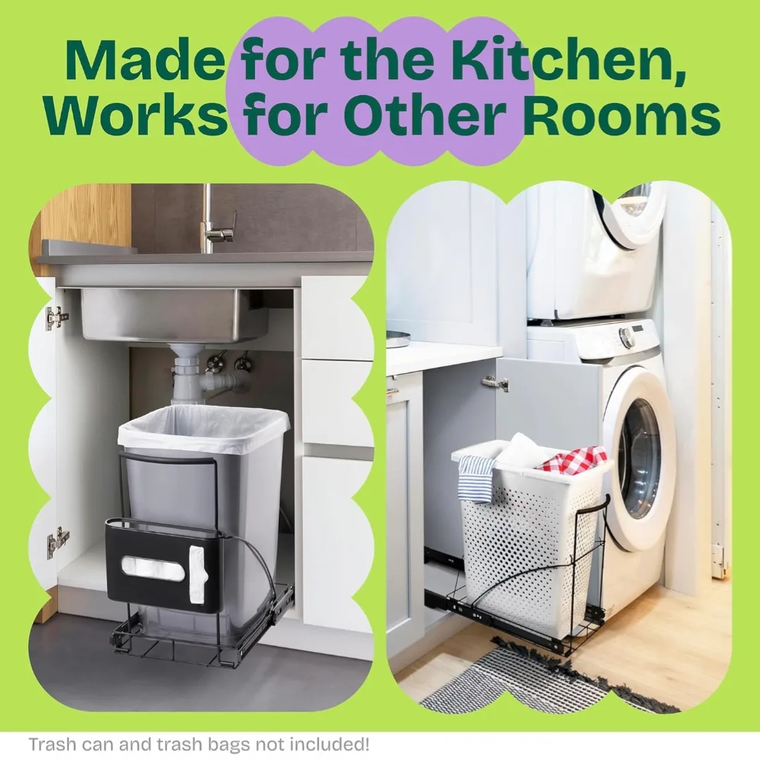 Heavy-Duty Pullout Trash Can Slider w/ Bag Holder image indicator(5)