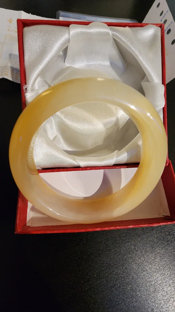 Yellow Dragon Jade Bangle with receipt and certificate. thumbnail