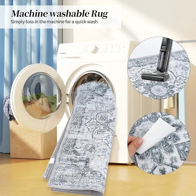 Grey Patterned Area Rug - Soft & Durable 🇨🇦 image indicator(3)