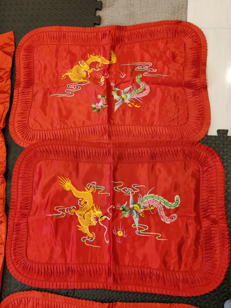 Twin Duvet Pillow Cover Sheet Set Dragon Phoenix Chinese Bedding - photo 2