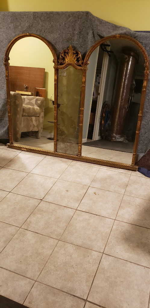 Vintage Gold Triptych Mirror