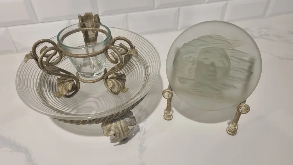 Vintage Glass Plate & Candle Holder Set image indicator(4)