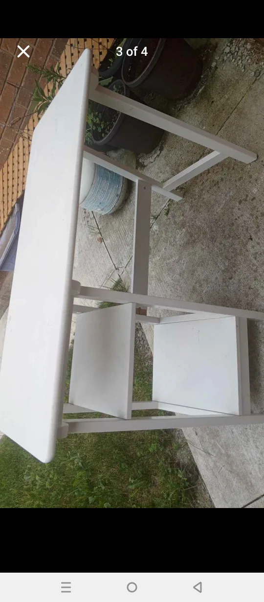 White Wooden  Table with Shelves thumbnail