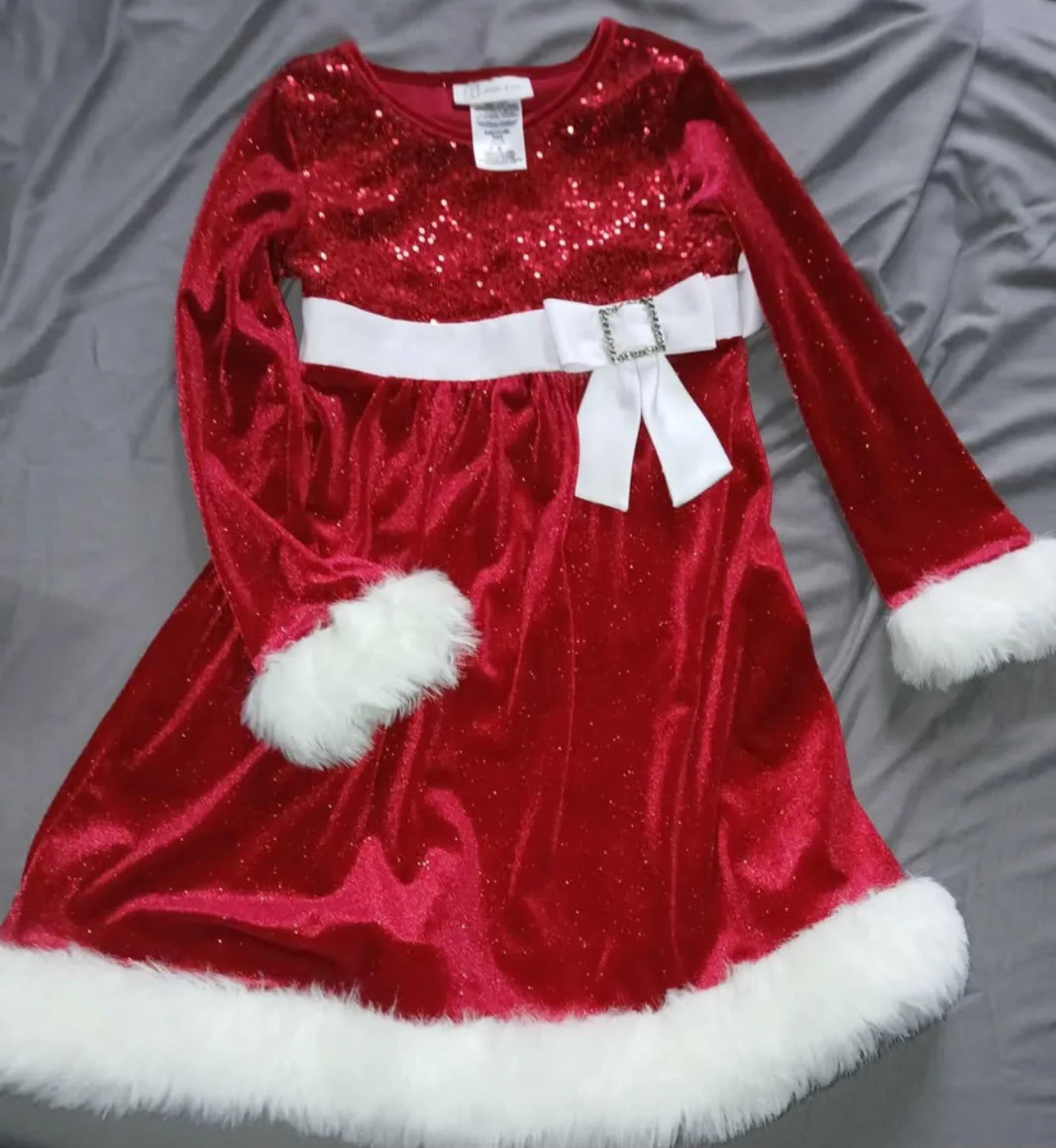 Bonnie Jean Red Sequin Holiday Dress - Size 6 thumbnail