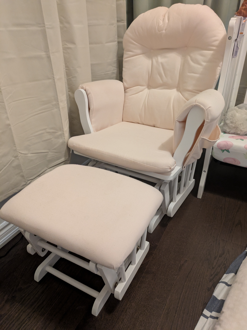 Glider Rocking Chair with Ottoman - Pink & White - photo 2