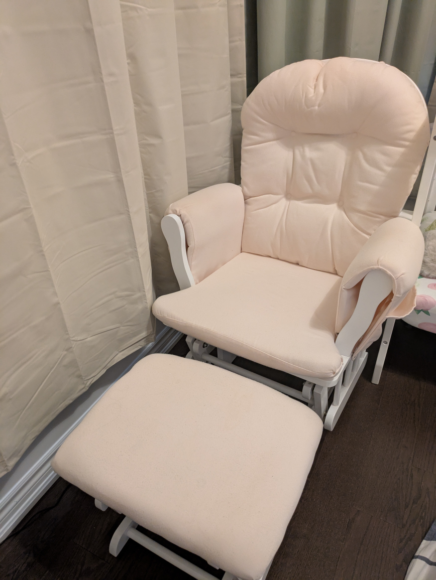 Glider Rocking Chair with Ottoman - Pink & White - photo 3