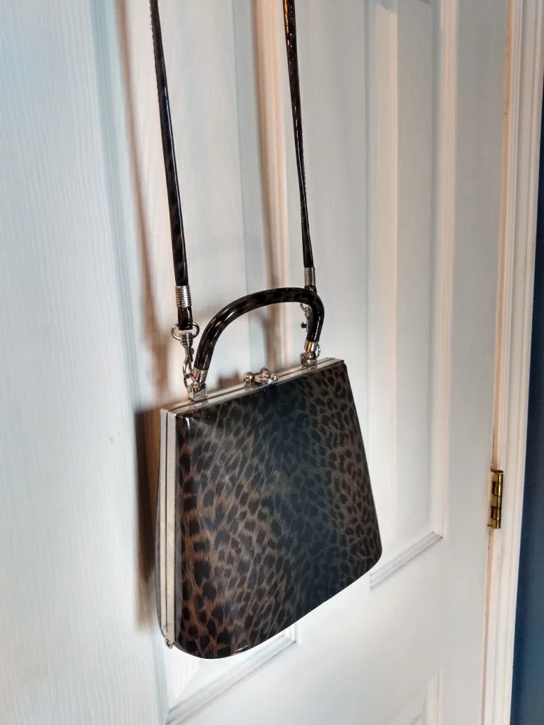 Eligant Leopard Print Top Handle Bag with shoulder strap thumbnail