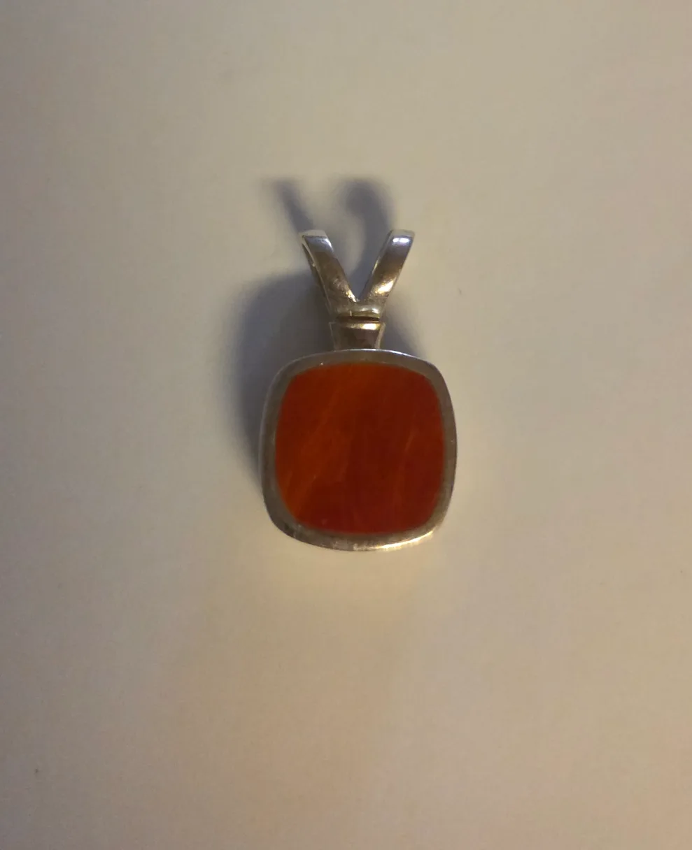 Silver Pendant with Orange Stone